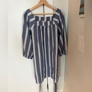 Gap Stripe 3/4 Sleeve Blue & White Stripe Dress